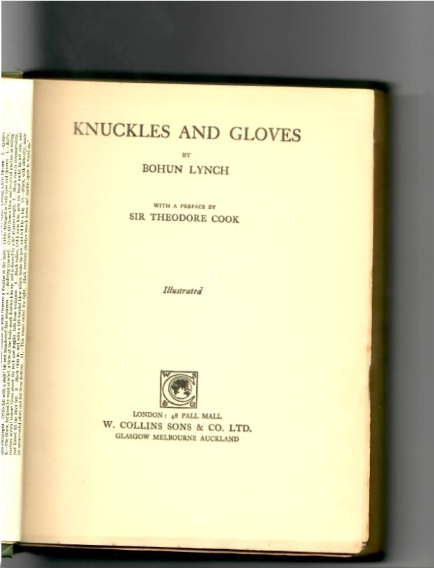 Lynch, Bohun - Knuckles and Gloves 1922 1st edition. - Image 2
