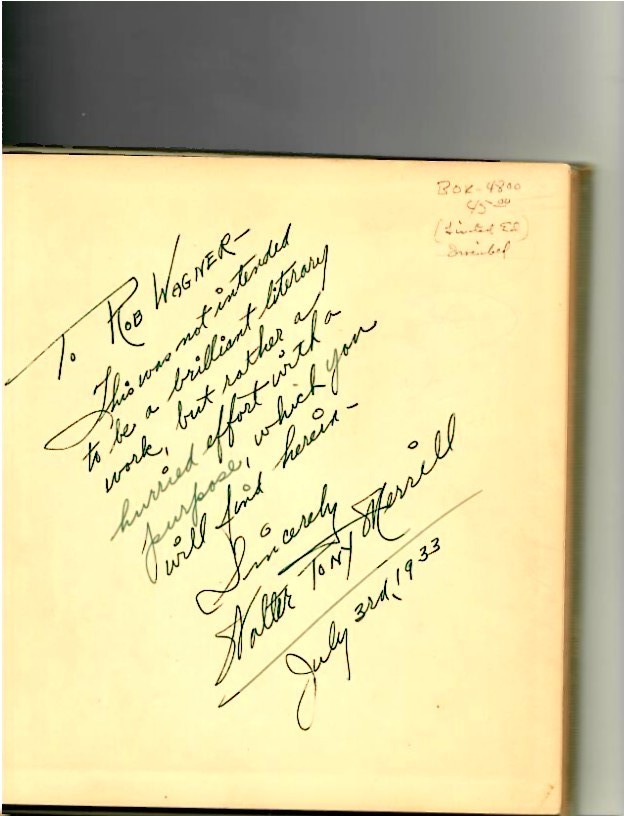 Merrill, Walter - K.O. - 1933 limited edition INSCRIBED by both author and famous announcer Dan Tobey - Image 2
