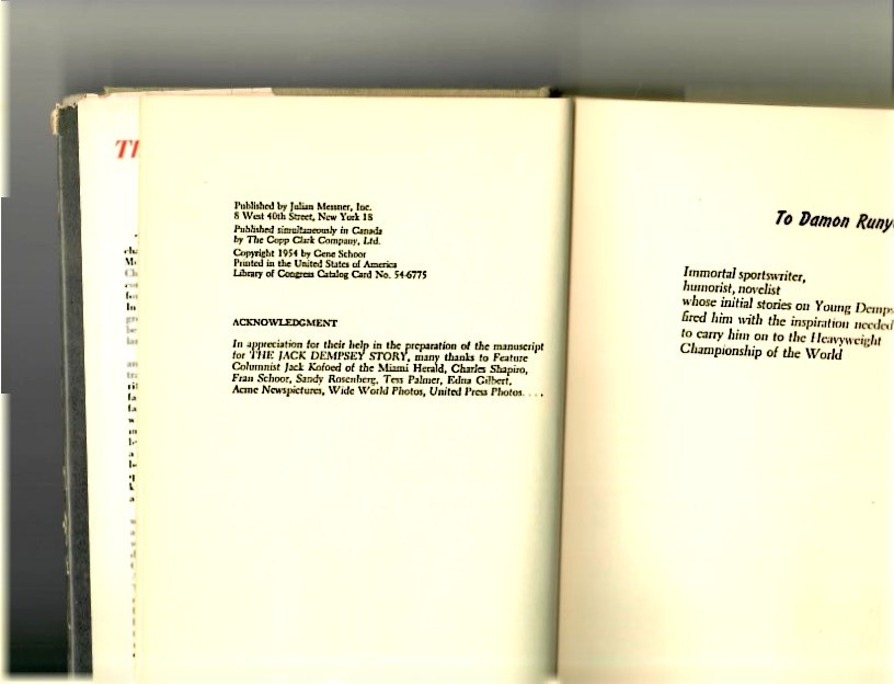 Schoor, Gene - The Jack Dempsey Story 1954 1st edition - Image 3